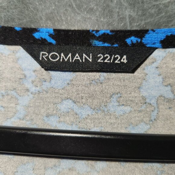 Roman Curve Womens Blue & Black Top Size 22/24 Viscose Blend 3739 - Picture 4 of 10